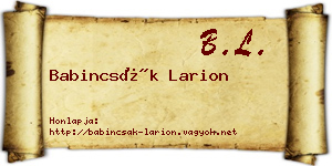Babincsák Larion névjegykártya